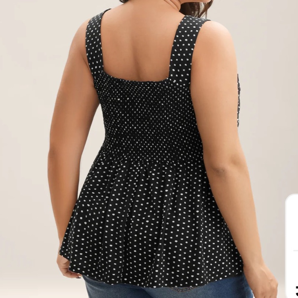 BloomChic stretchy black/white polka dots shirred tank top Size 18-20 - Picture 3 of 7